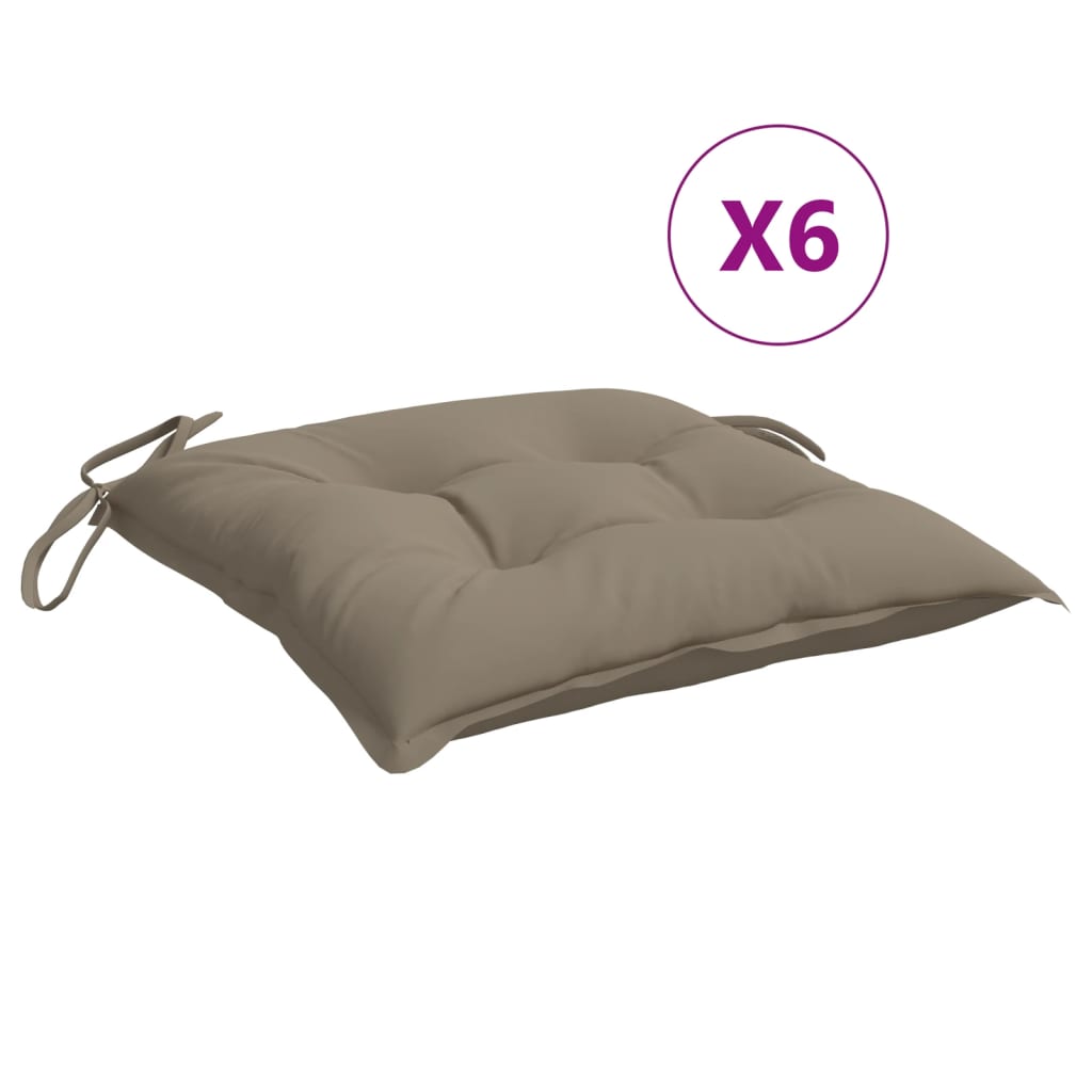 Μαξιλάρια Καρέκλας Κήπου 6 τεμ. Taupe 40x40x7 εκ. Υφασμάτινα 2