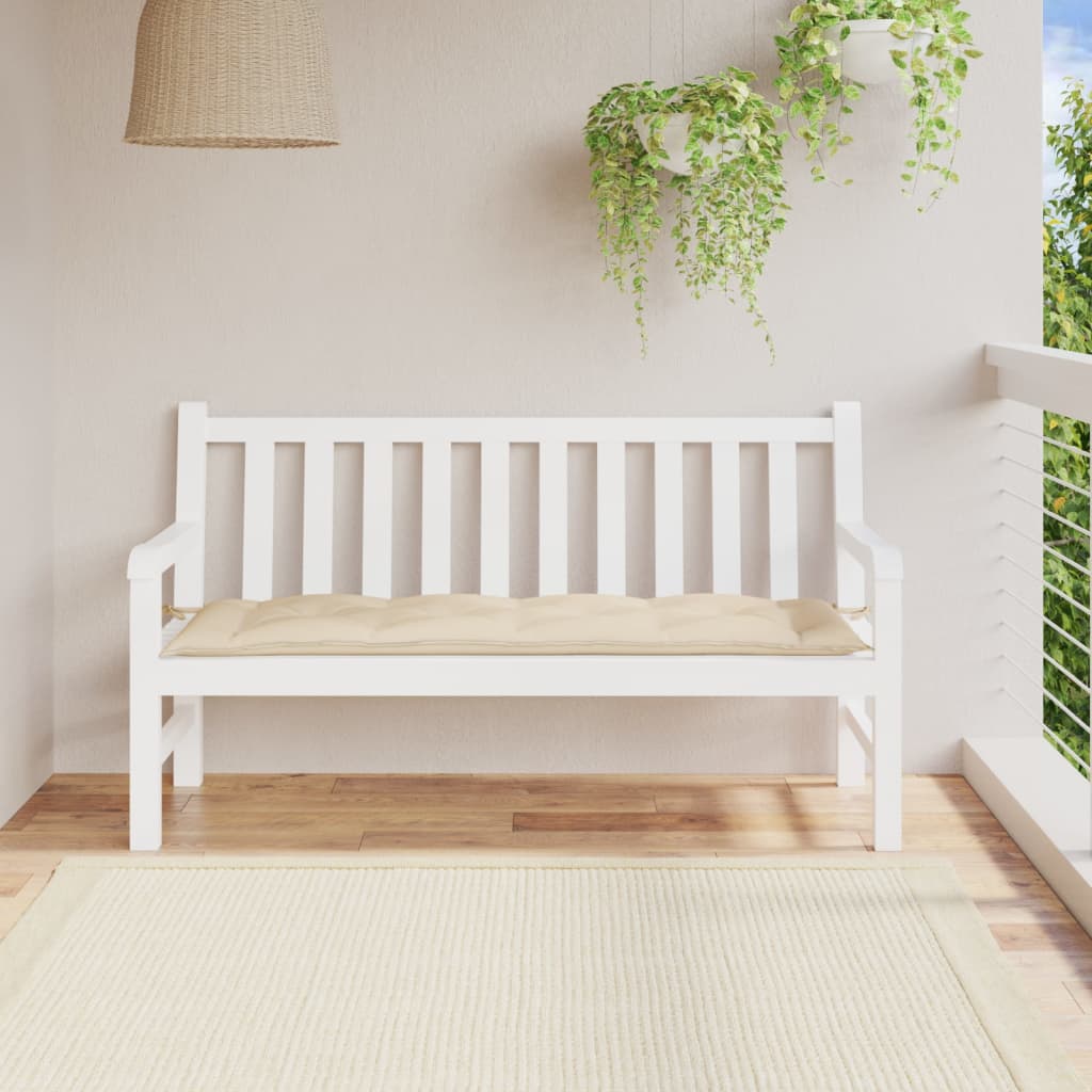 Μαξιλάρι Πάγκου Κήπου Μπεζ 150x50x7 εκ. Ύφασμα Oxford 1