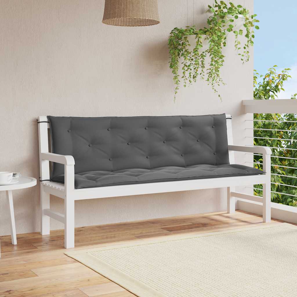 Μαξιλάρι Πάγκου Κήπου Ανθρακί 150x(50+50)x7 εκ. Ύφασμα Oxford 1