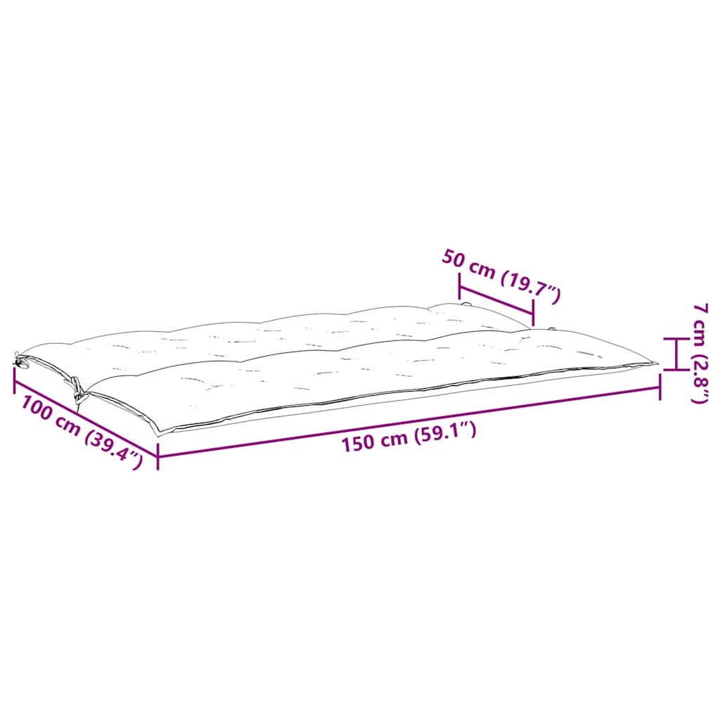Μαξιλάρι Πάγκου Κήπου Ανθρακί 150x(50+50)x7 εκ. Ύφασμα Oxford 9