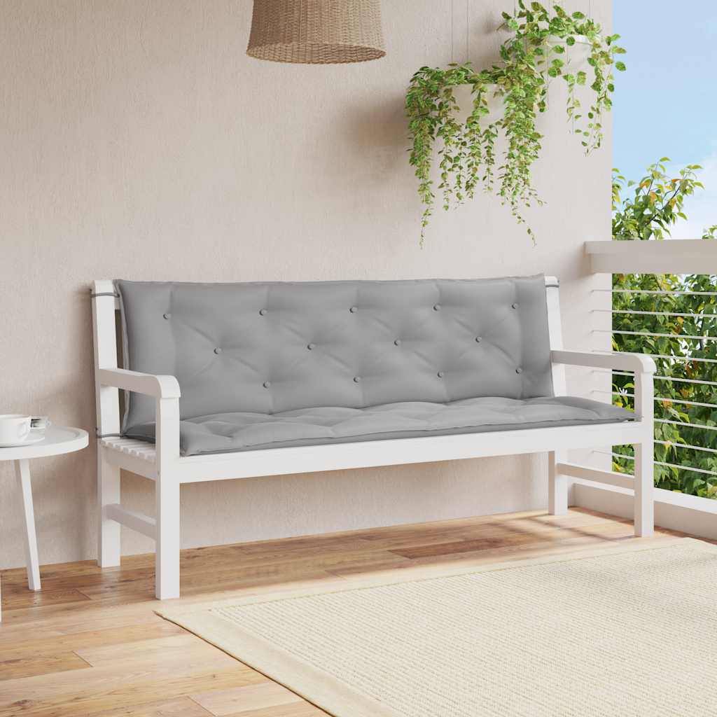 Μαξιλάρι Πάγκου Κήπου Γκρι 150x(50+50)x7 εκ. Ύφασμα Oxford 1
