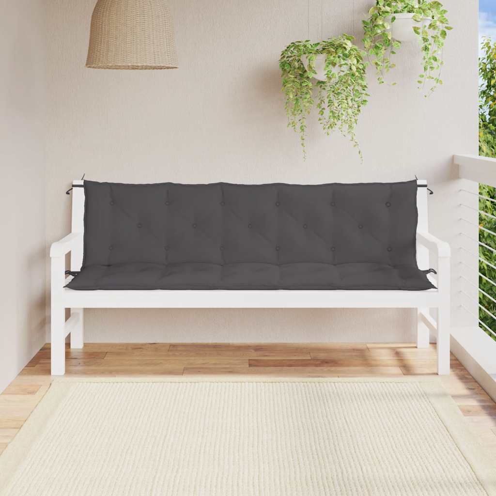 Μαξιλάρι Πάγκου Κήπου Ανθρακί 180x(50+50)x7 εκ. Ύφασμα Oxford 3