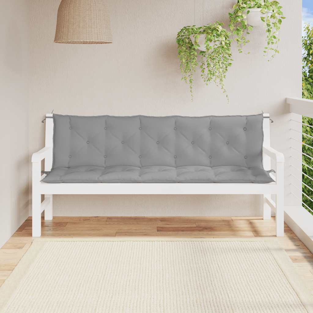 Μαξιλάρι Πάγκου Κήπου Γκρι 180x(50+50)x7 εκ. Ύφασμα Oxford 3