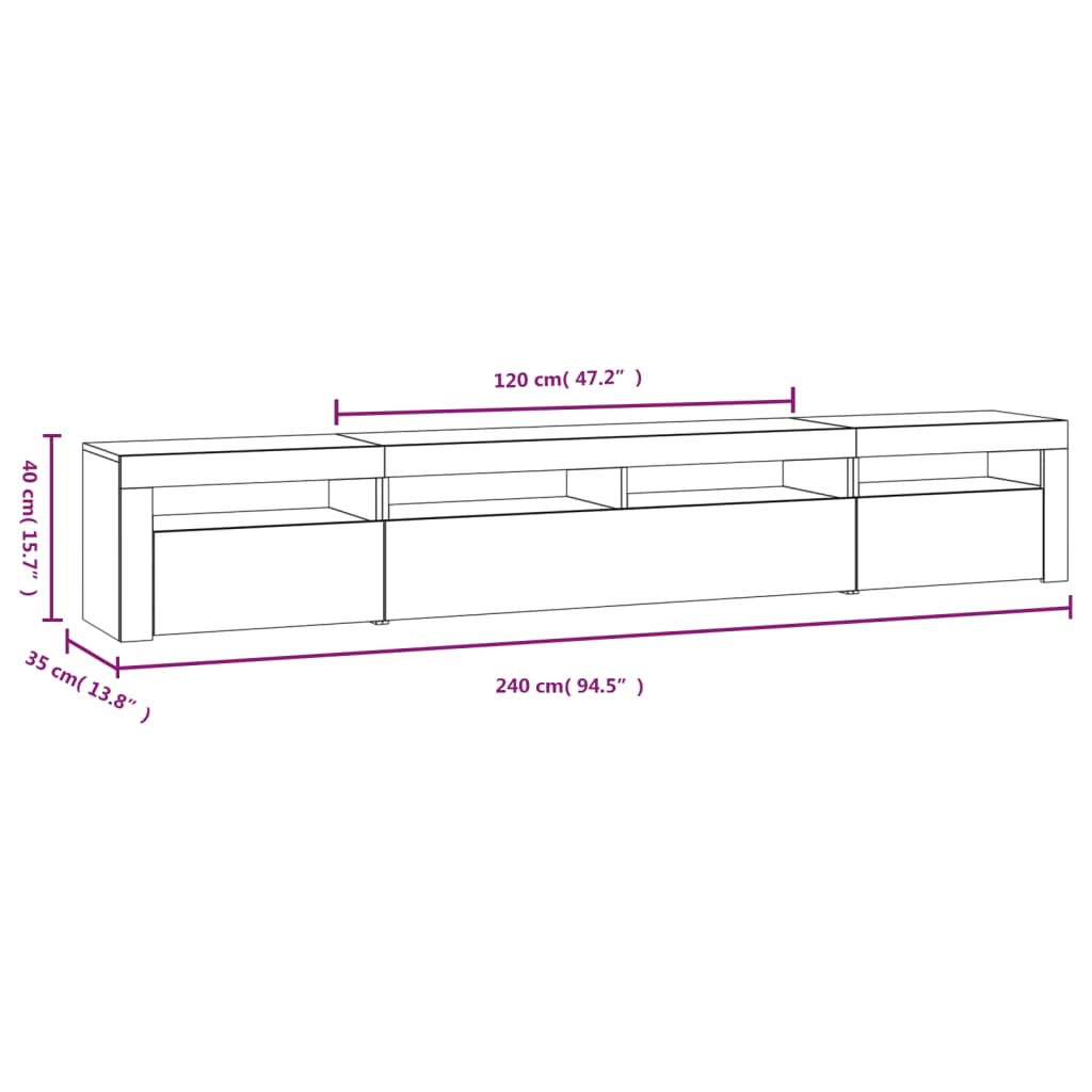 Έπιπλο Τηλεόρασης με LED Λευκό 240x35x40 εκ. 12