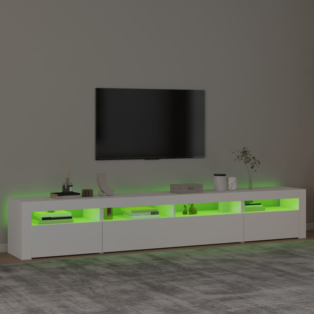 Έπιπλο Τηλεόρασης με LED Λευκό 240x35x40 εκ. 4