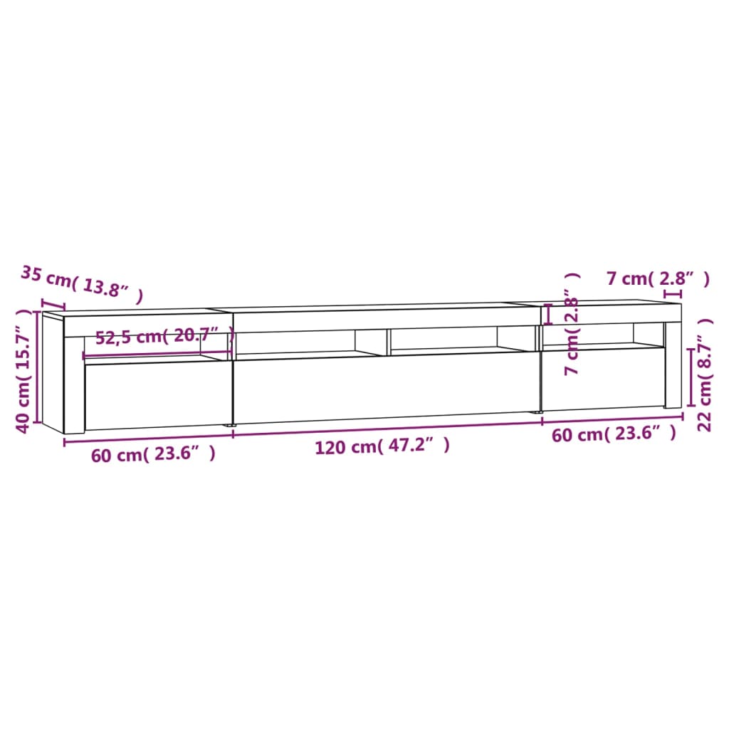 Έπιπλο Τηλεόρασης με LED Sonoma Δρυς 240 x 35 x 40 εκ. 12