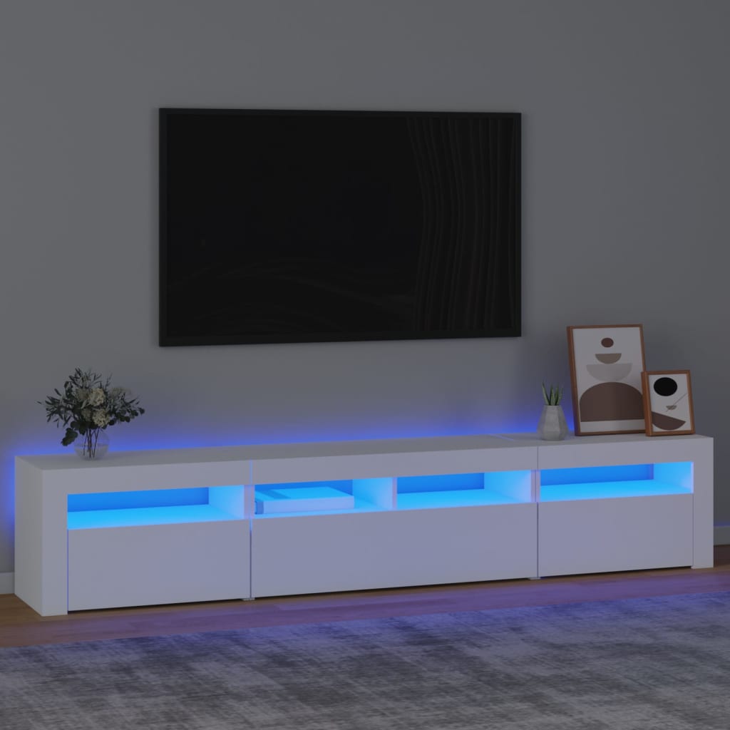 Έπιπλο Τηλεόρασης με LED Λευκό 210x35x40 εκ. 1