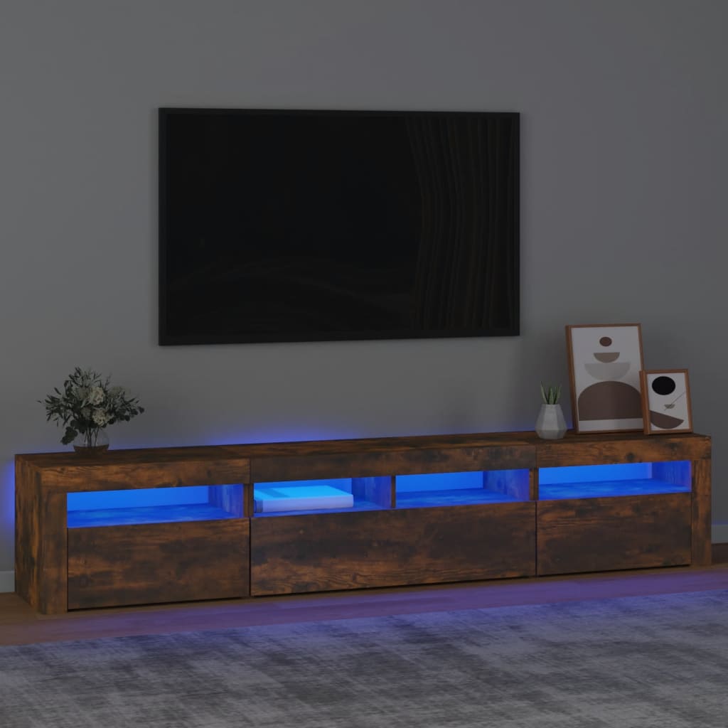Έπιπλο Τηλεόρασης με LED Καπνιστή Δρυς 210x35x40 εκ. 1