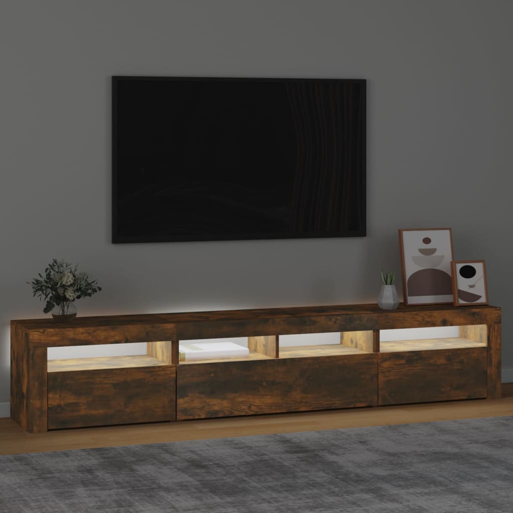 Έπιπλο Τηλεόρασης με LED Καπνιστή Δρυς 210x35x40 εκ. 3