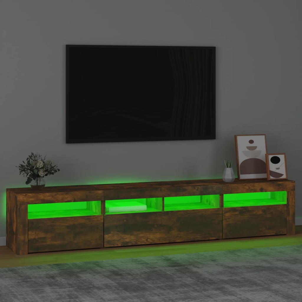 Έπιπλο Τηλεόρασης με LED Καπνιστή Δρυς 210x35x40 εκ. 4
