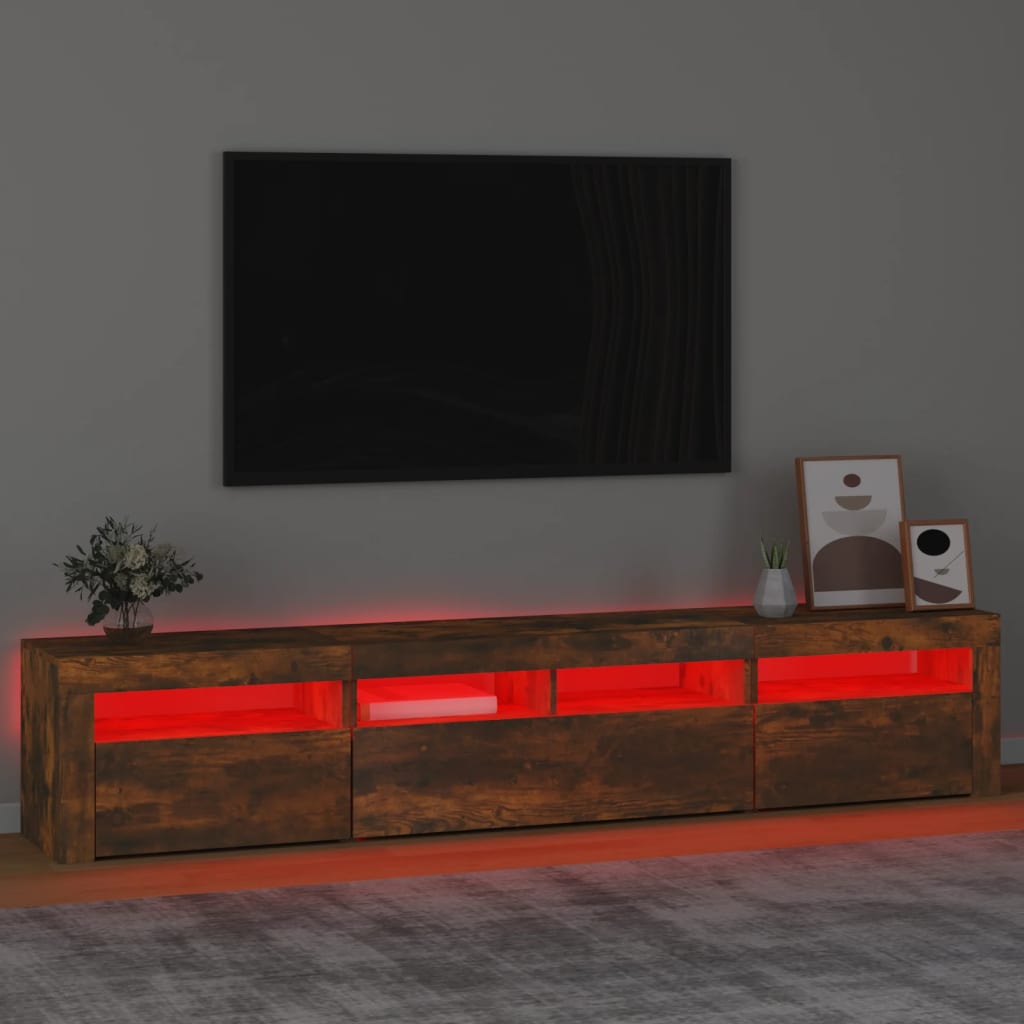 Έπιπλο Τηλεόρασης με LED Καπνιστή Δρυς 210x35x40 εκ. 5