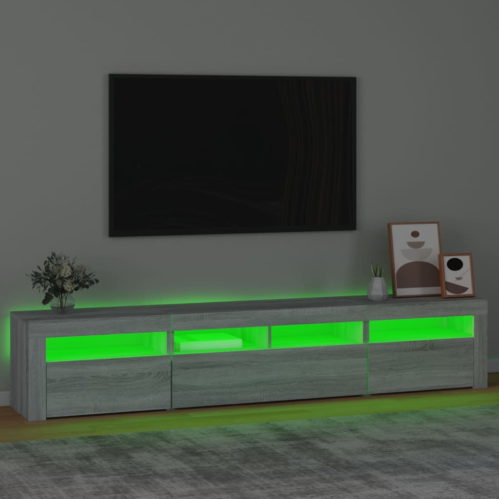 Έπιπλο Τηλεόρασης με LED Γκρι Sonoma 210 x 35 x 40 εκ. 4