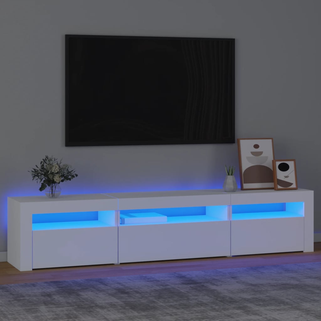 Έπιπλο Τηλεόρασης με LED Λευκό 195x35x40 εκ. 1