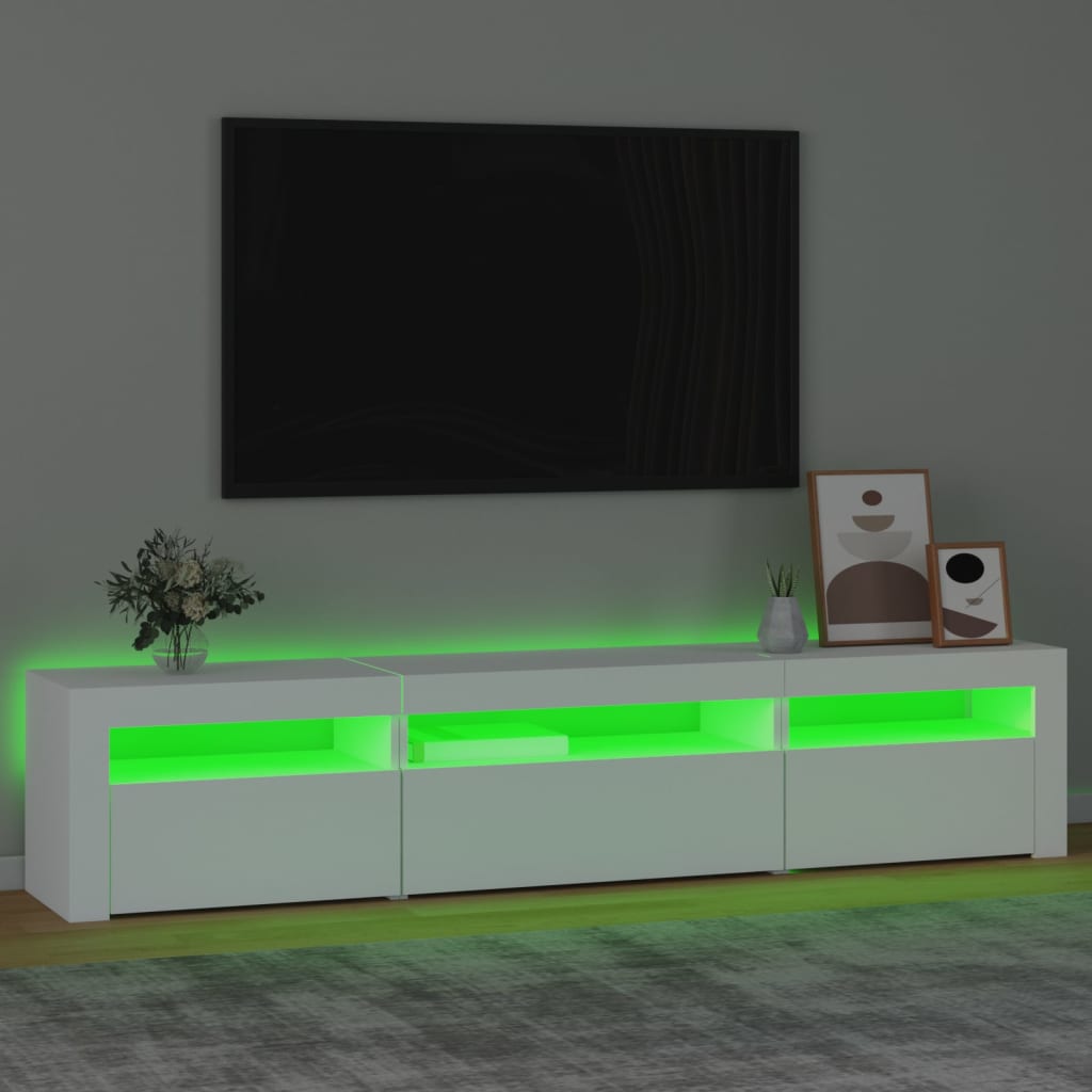 Έπιπλο Τηλεόρασης με LED Λευκό 195x35x40 εκ. 4