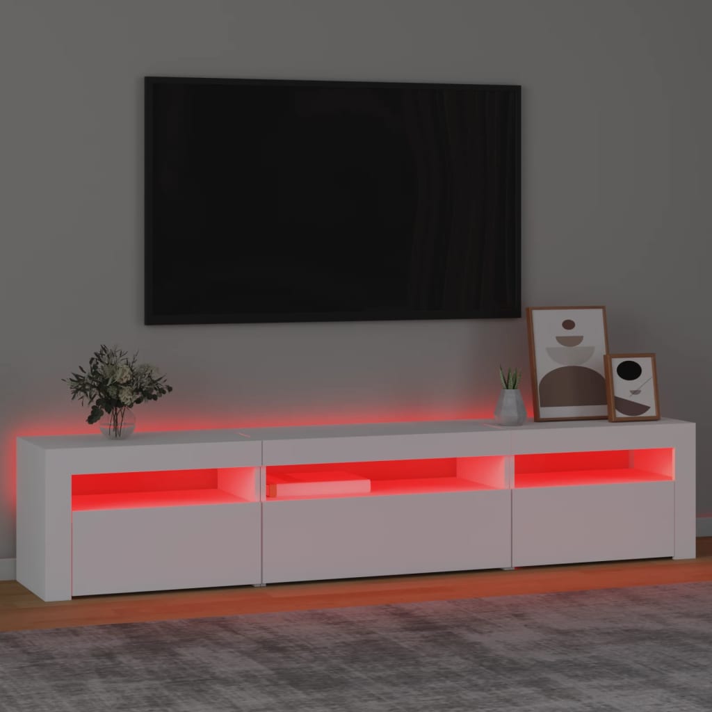 Έπιπλο Τηλεόρασης με LED Λευκό 195x35x40 εκ. 5