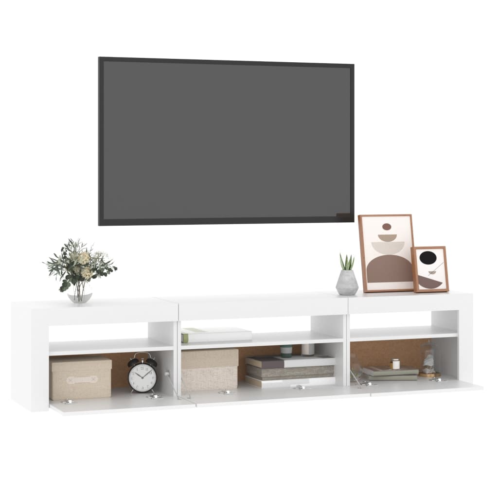 Έπιπλο Τηλεόρασης με LED Λευκό 195x35x40 εκ. 6