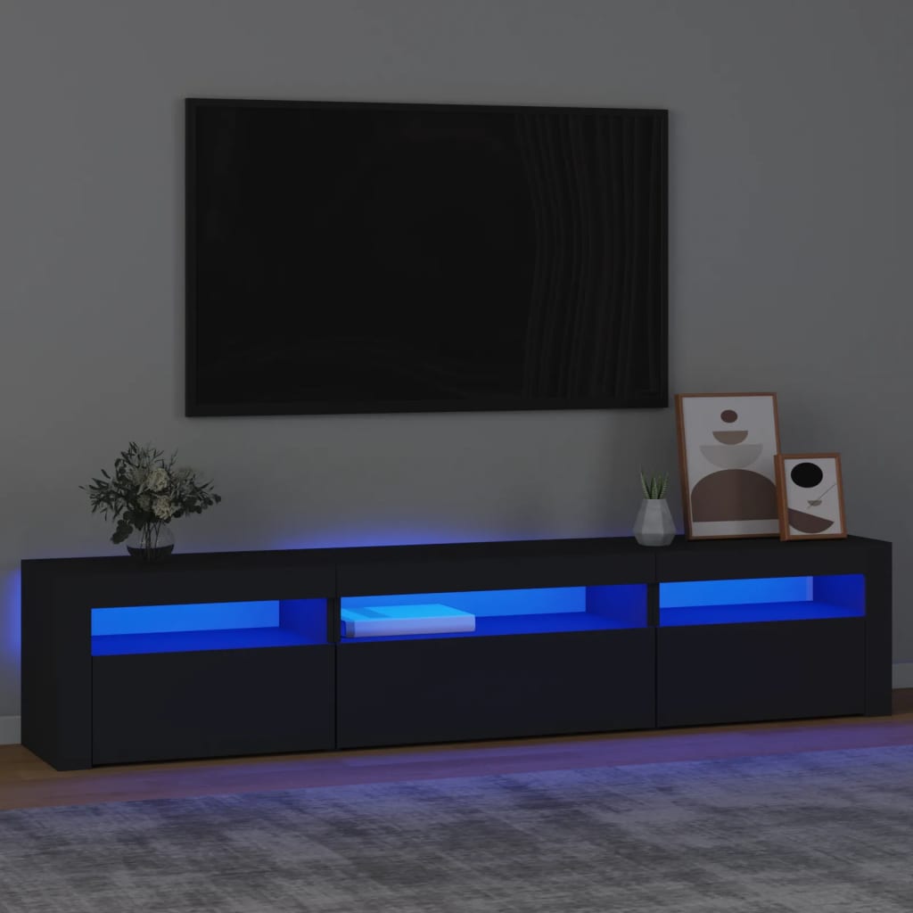 Έπιπλο Τηλεόρασης με LED Μαύρο 195x35x40 εκ. 1