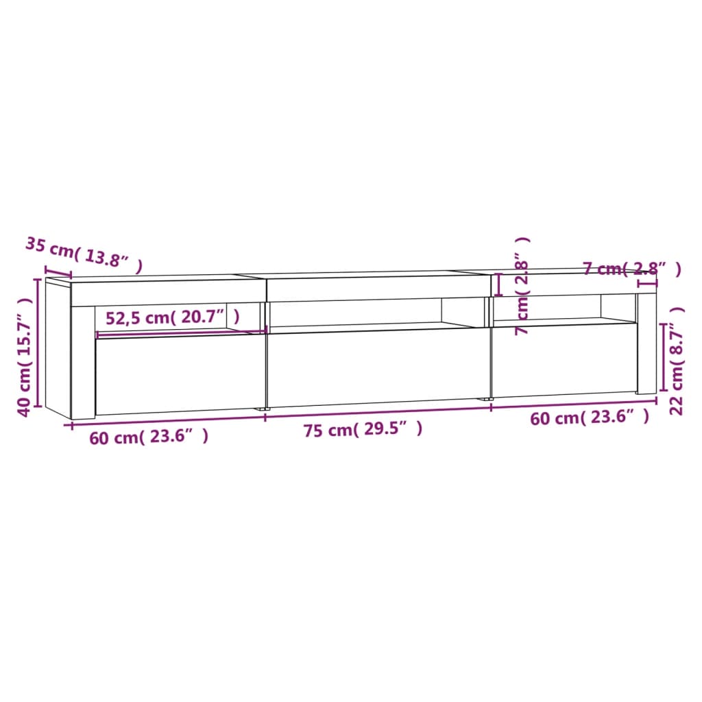 Έπιπλο Τηλεόρασης με LED Μαύρο 195x35x40 εκ. 12