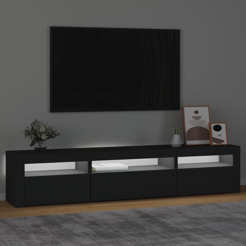 Έπιπλο Τηλεόρασης με LED Μαύρο 195x35x40 εκ. 3