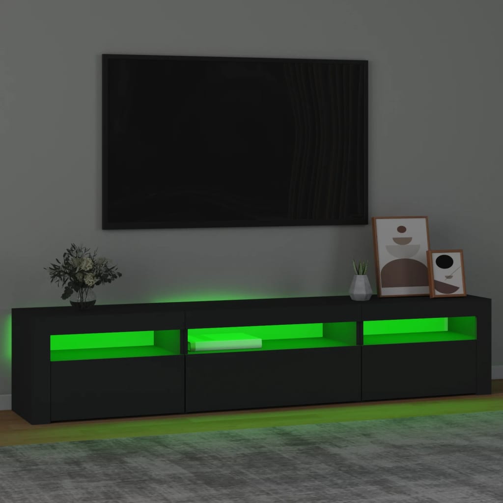 Έπιπλο Τηλεόρασης με LED Μαύρο 195x35x40 εκ. 4