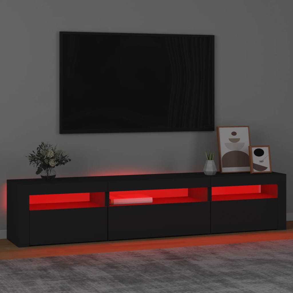 Έπιπλο Τηλεόρασης με LED Μαύρο 195x35x40 εκ. 5