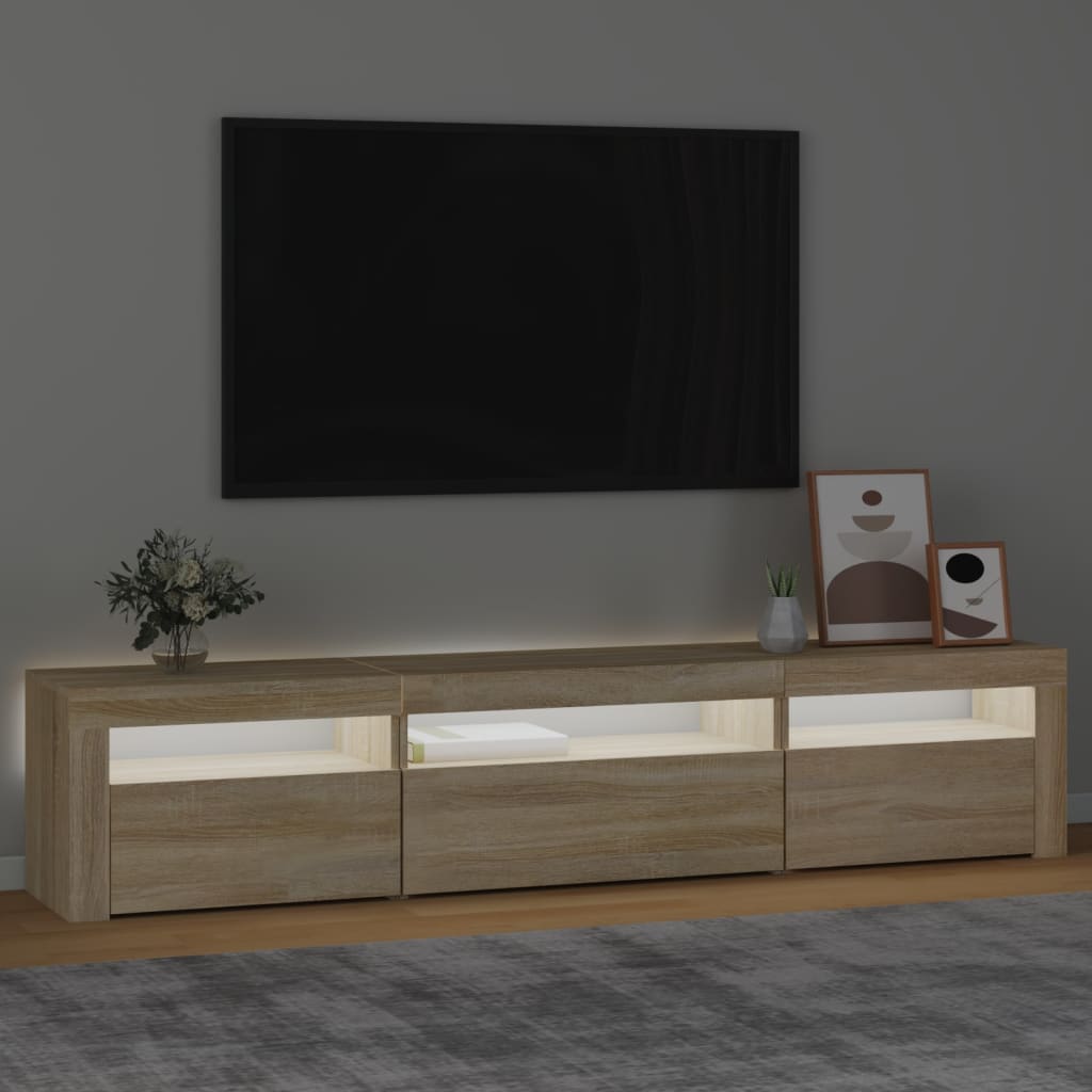 Έπιπλο Τηλεόρασης με LED Sonoma Δρυς 195x35x40 εκ. 3