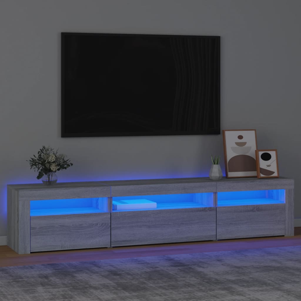 Έπιπλο Τηλεόρασης με LED Γκρι Sonoma 195x35x40 εκ. 1