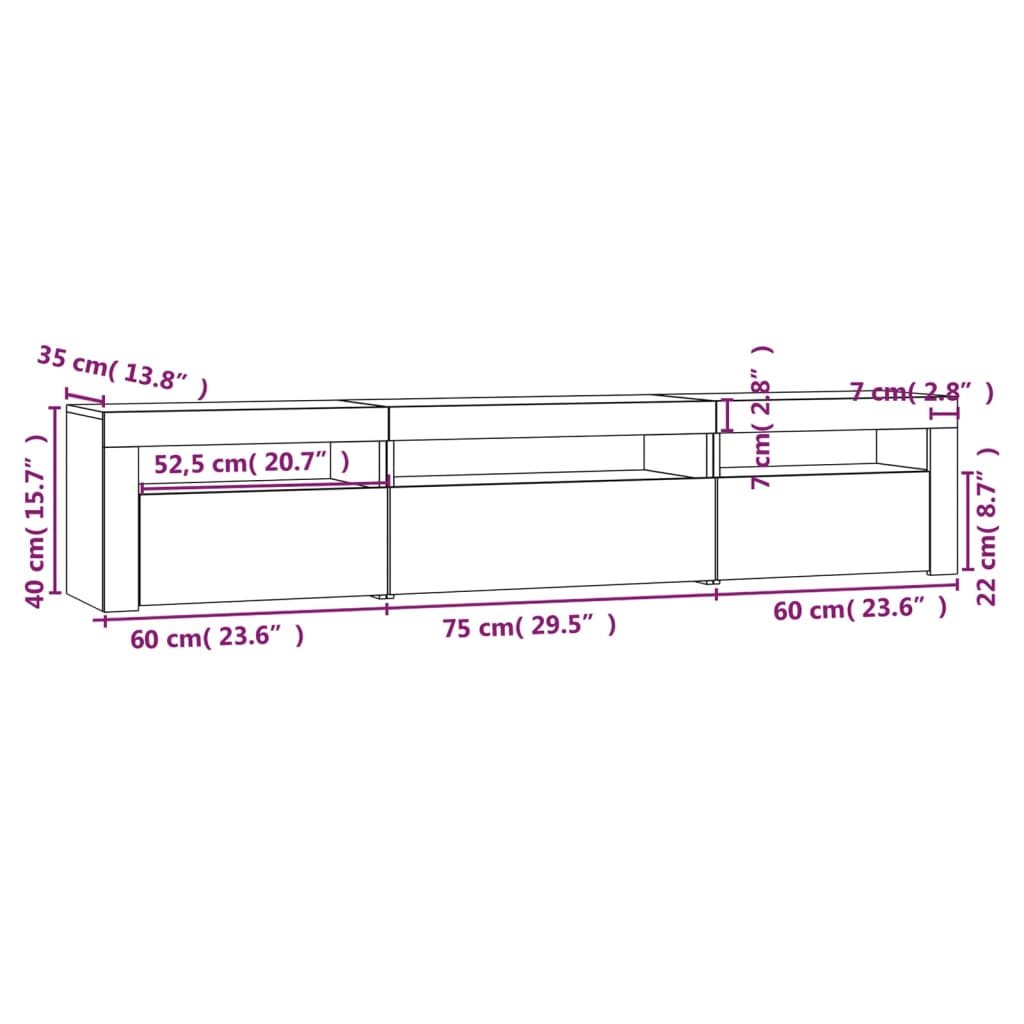 Έπιπλο Τηλεόρασης με LED Γκρι Sonoma 195x35x40 εκ. 12