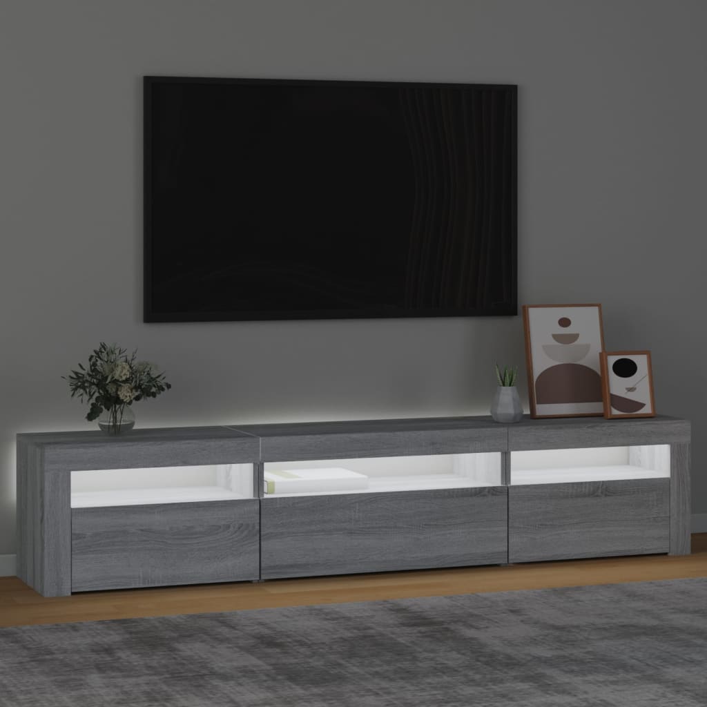 Έπιπλο Τηλεόρασης με LED Γκρι Sonoma 195x35x40 εκ. 3
