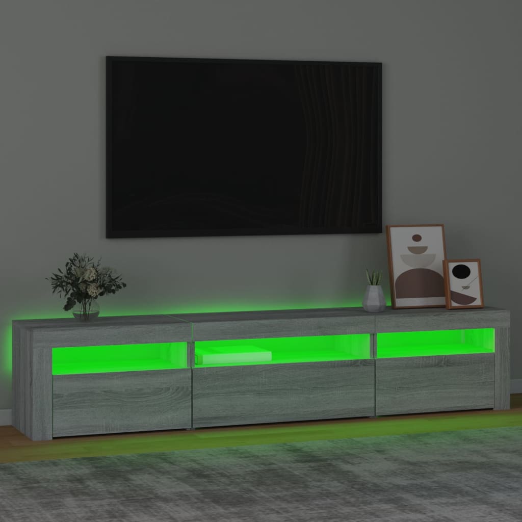 Έπιπλο Τηλεόρασης με LED Γκρι Sonoma 195x35x40 εκ. 4