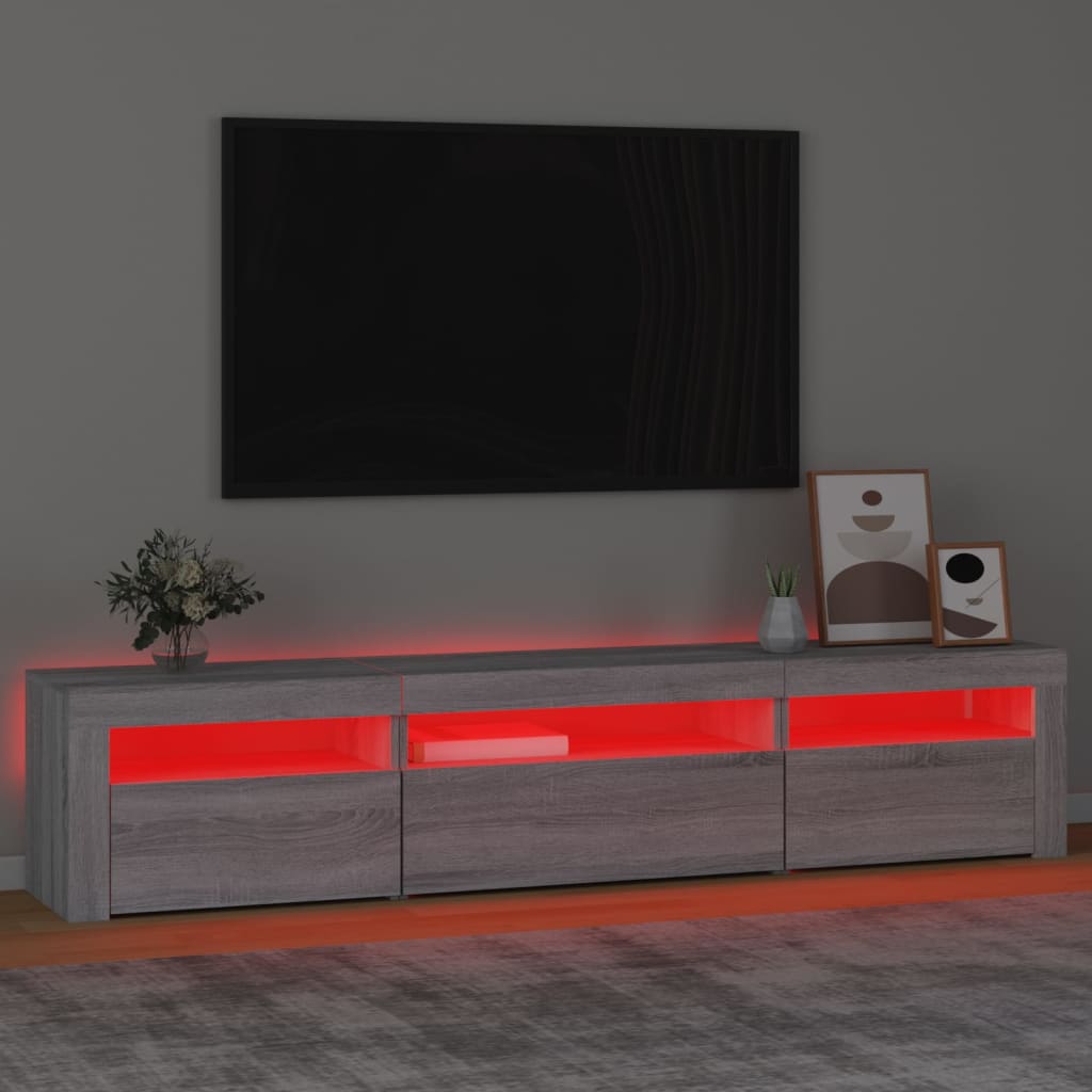 Έπιπλο Τηλεόρασης με LED Γκρι Sonoma 195x35x40 εκ. 5