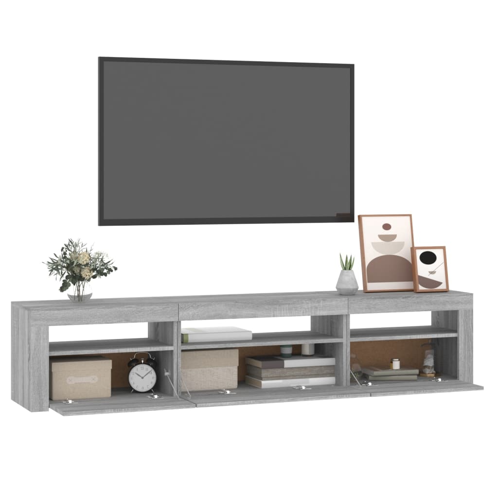 Έπιπλο Τηλεόρασης με LED Γκρι Sonoma 195x35x40 εκ. 6
