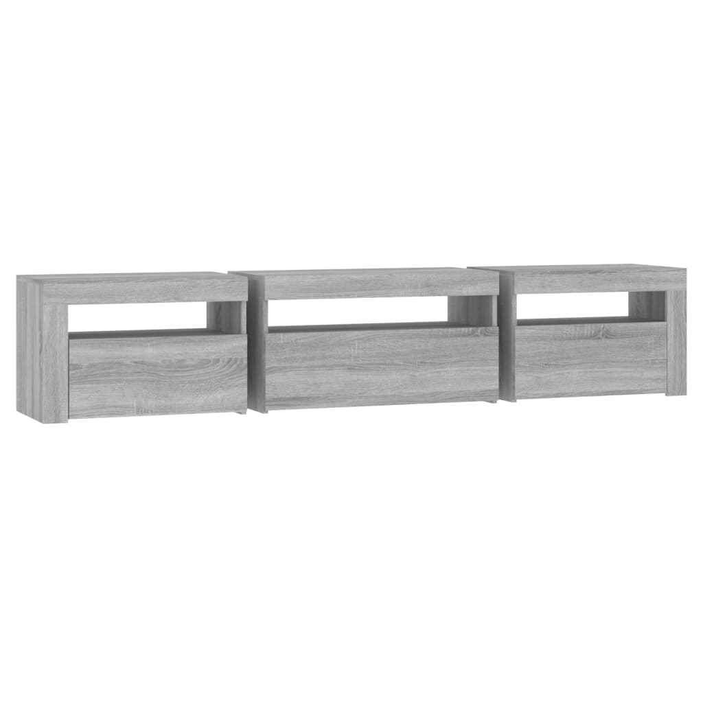 Έπιπλο Τηλεόρασης με LED Γκρι Sonoma 195x35x40 εκ. 8