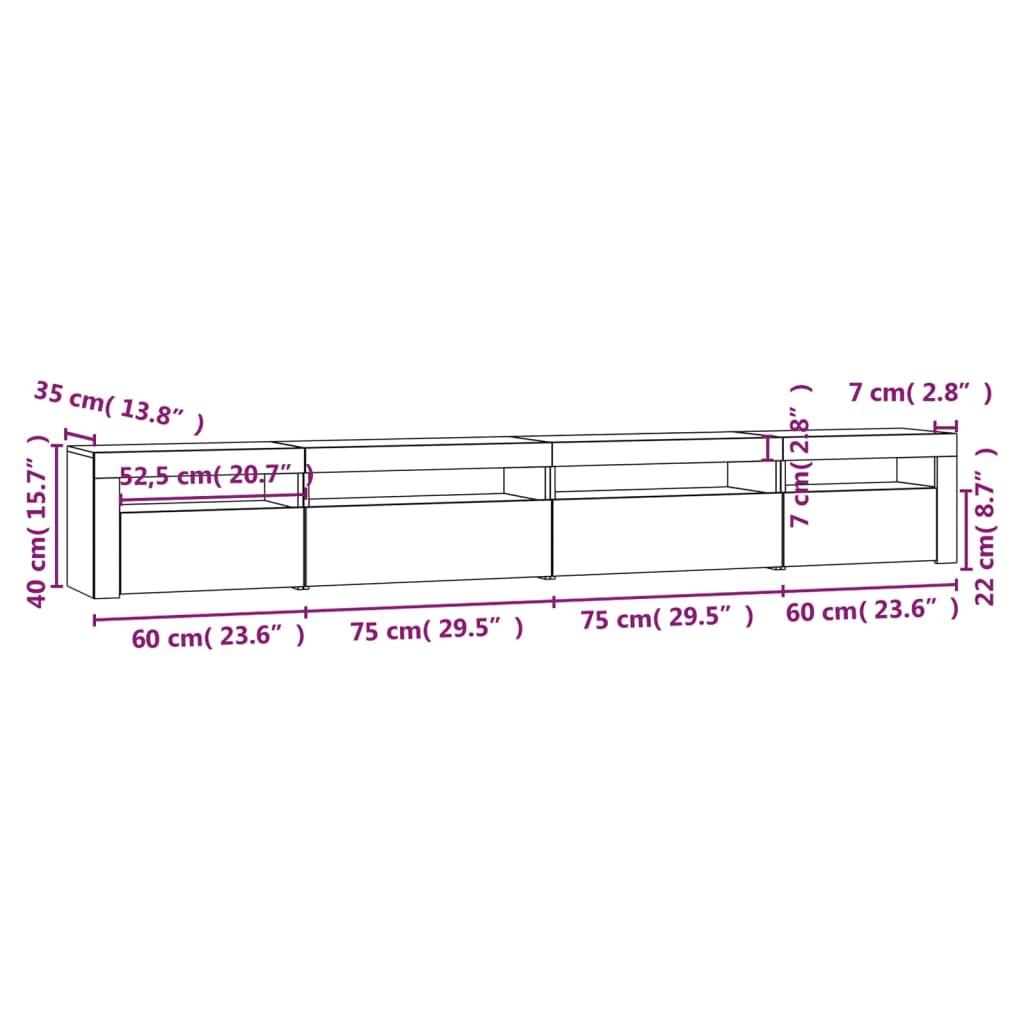 Έπιπλο Τηλεόρασης με LED Λευκό 270 x 35 x 40 εκ. 12