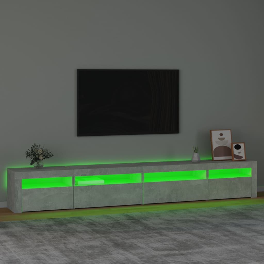 Έπιπλο Τηλεόρασης με LED Γκρι Σκυροδέματος 270x35x40 εκ. 4