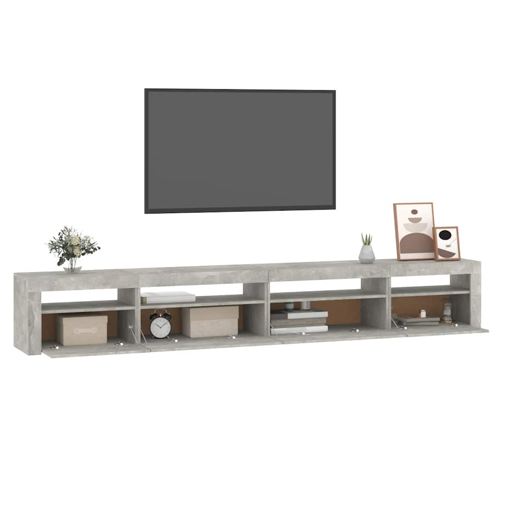 Έπιπλο Τηλεόρασης με LED Γκρι Σκυροδέματος 270x35x40 εκ. 6