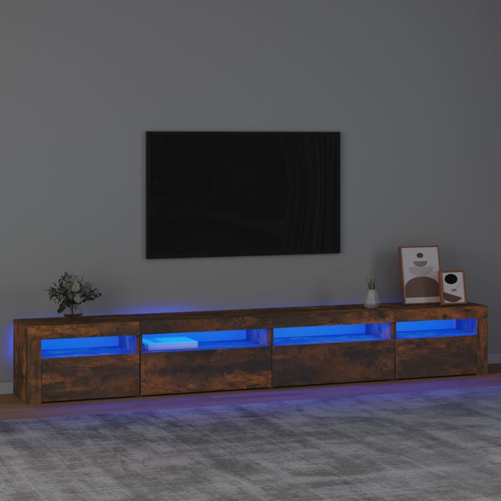 Έπιπλο Τηλεόρασης με LED Καπνιστή Δρυς 270x35x40 εκ. 1