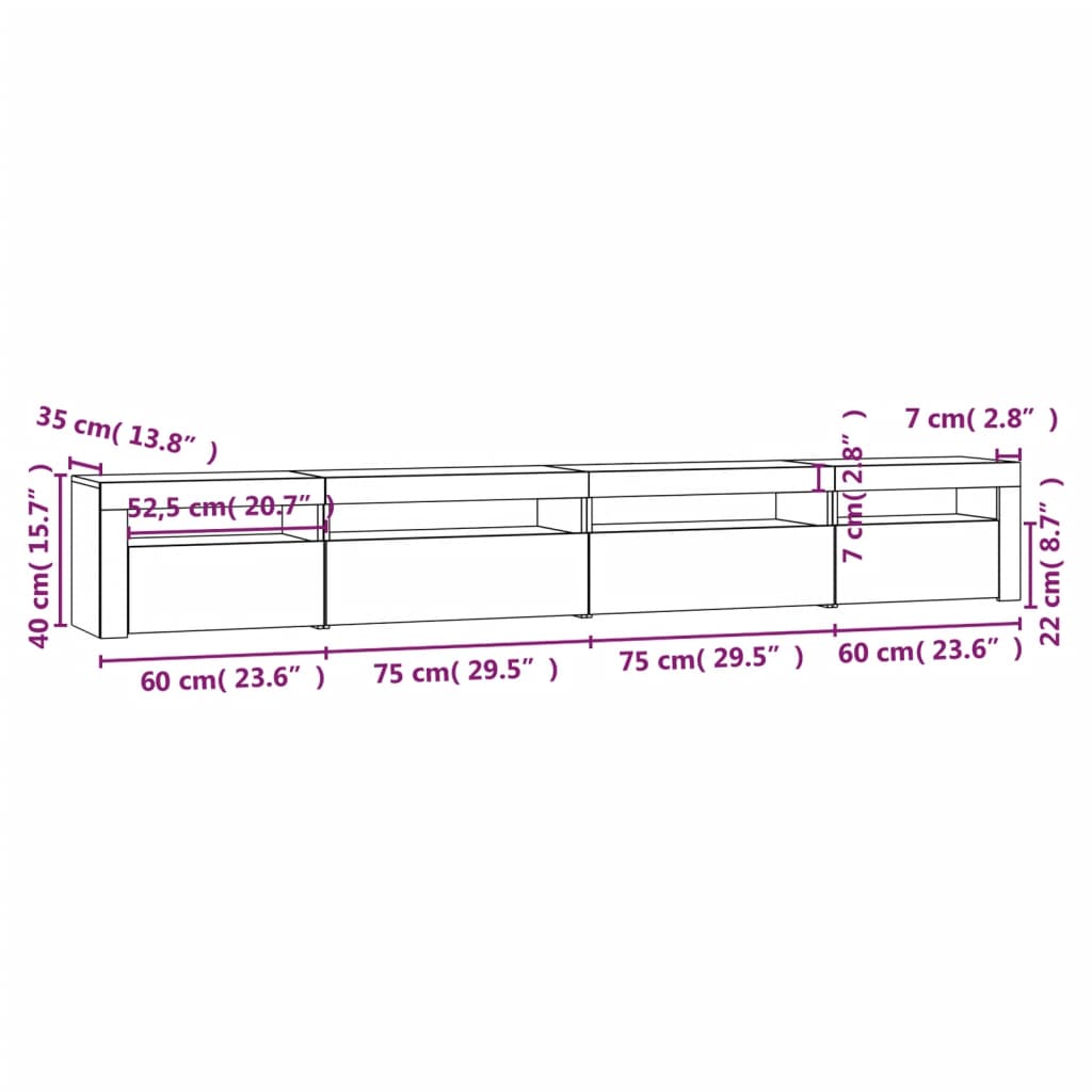 Έπιπλο Τηλεόρασης με LED Καπνιστή Δρυς 270x35x40 εκ. 12