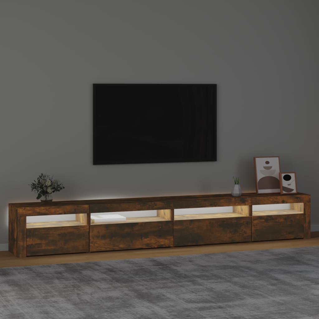 Έπιπλο Τηλεόρασης με LED Καπνιστή Δρυς 270x35x40 εκ. 3