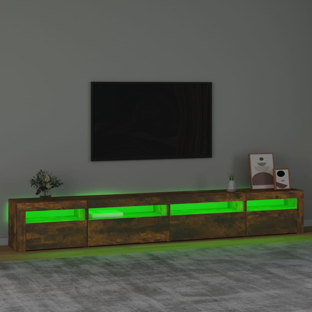 Έπιπλο Τηλεόρασης με LED Καπνιστή Δρυς 270x35x40 εκ. 4
