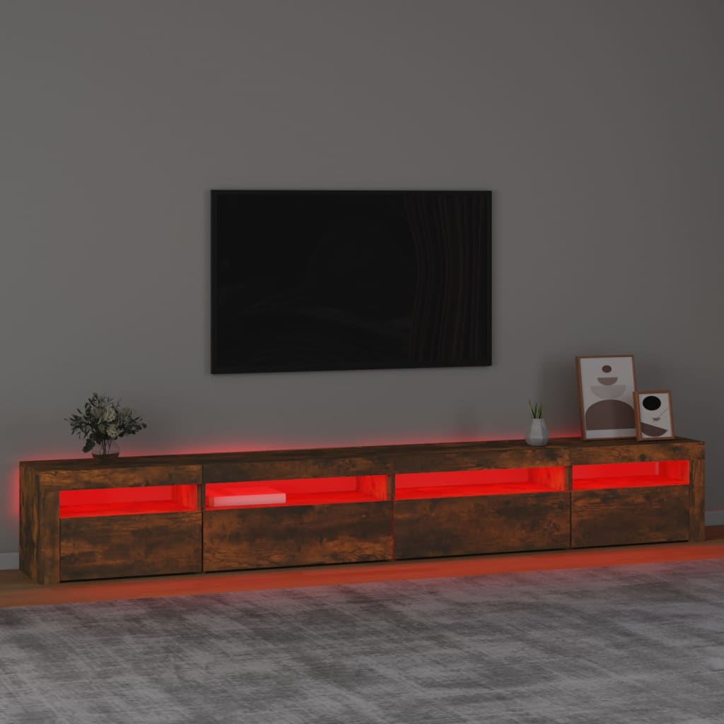 Έπιπλο Τηλεόρασης με LED Καπνιστή Δρυς 270x35x40 εκ. 5