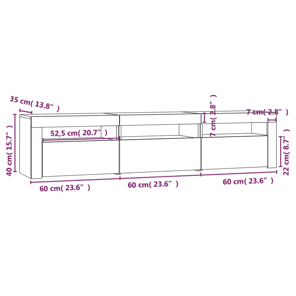 Έπιπλο Τηλεόρασης με LED Sonoma Δρυς 180x35x40 εκ. 12