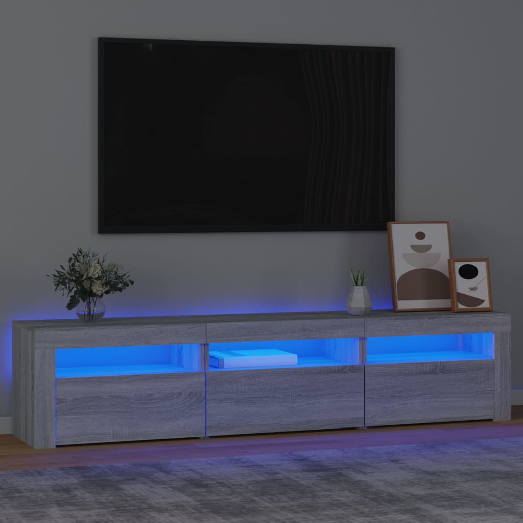 Έπιπλο Τηλεόρασης με LED Γκρι Sonoma 180x35x40 εκ. 1