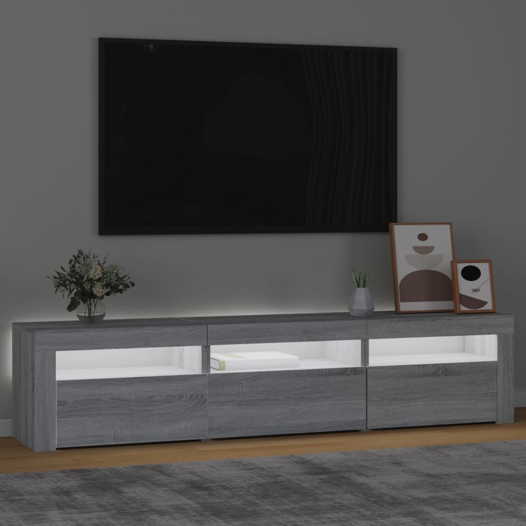 Έπιπλο Τηλεόρασης με LED Γκρι Sonoma 180x35x40 εκ. 3
