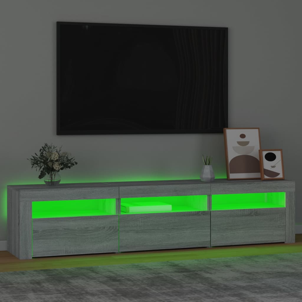 Έπιπλο Τηλεόρασης με LED Γκρι Sonoma 180x35x40 εκ. 4