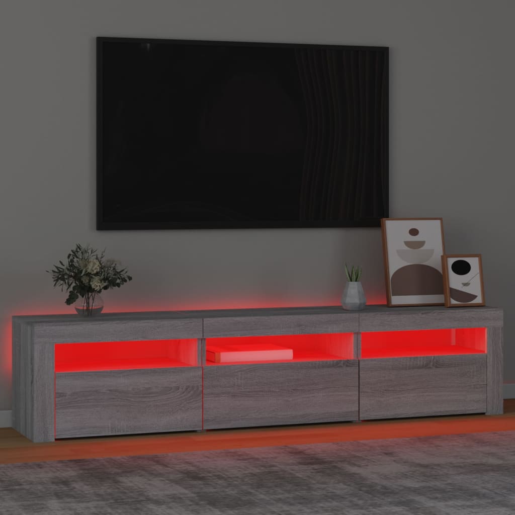 Έπιπλο Τηλεόρασης με LED Γκρι Sonoma 180x35x40 εκ. 5