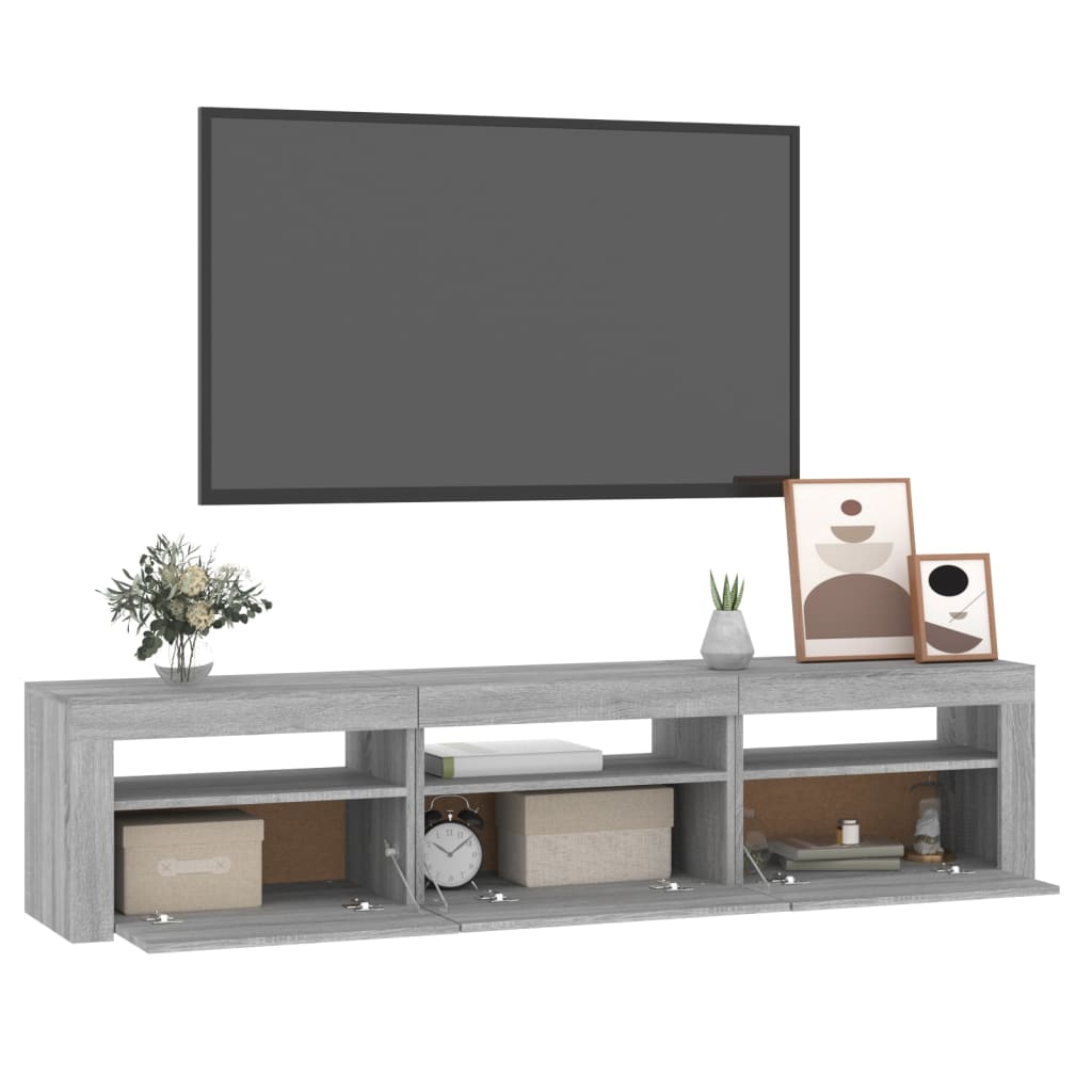 Έπιπλο Τηλεόρασης με LED Γκρι Sonoma 180x35x40 εκ. 6
