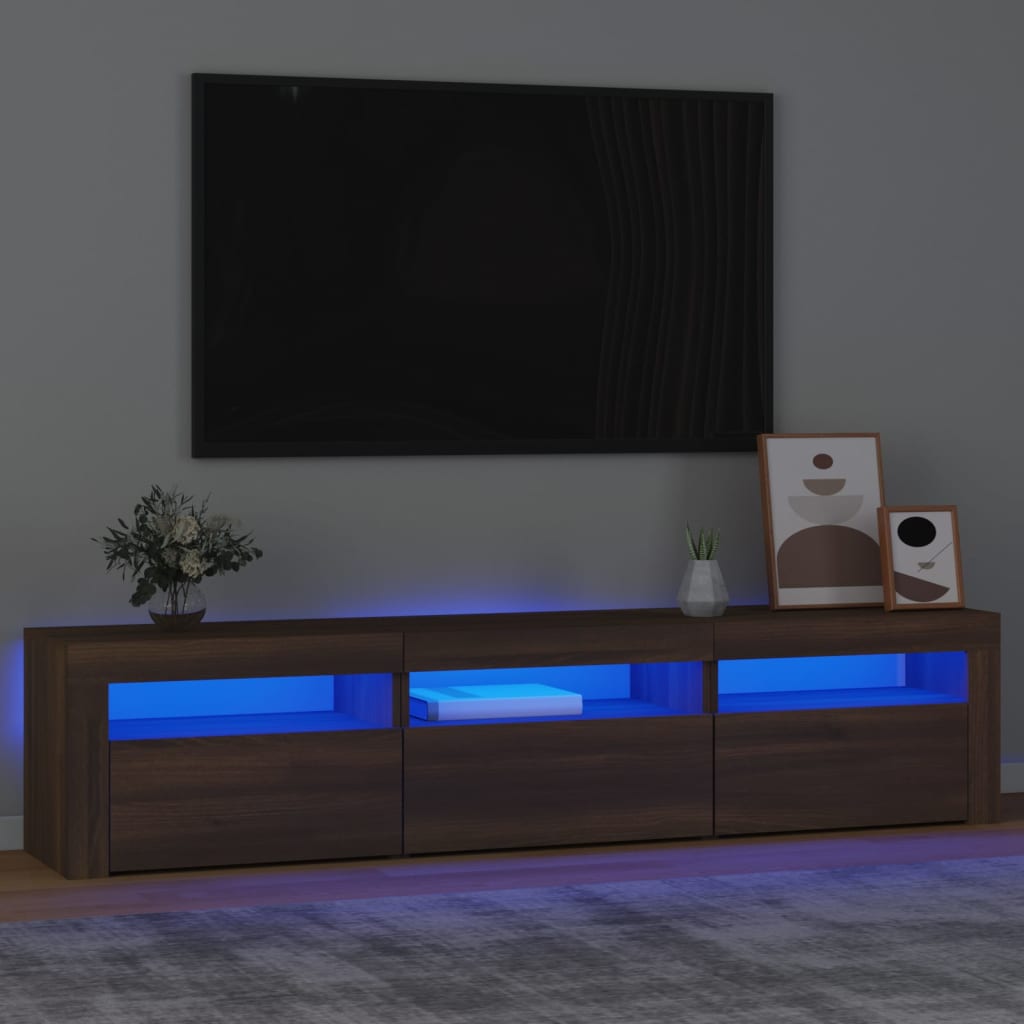 Έπιπλο Τηλεόρασης με LED Καφέ Δρυς 180x35x40 εκ. 1
