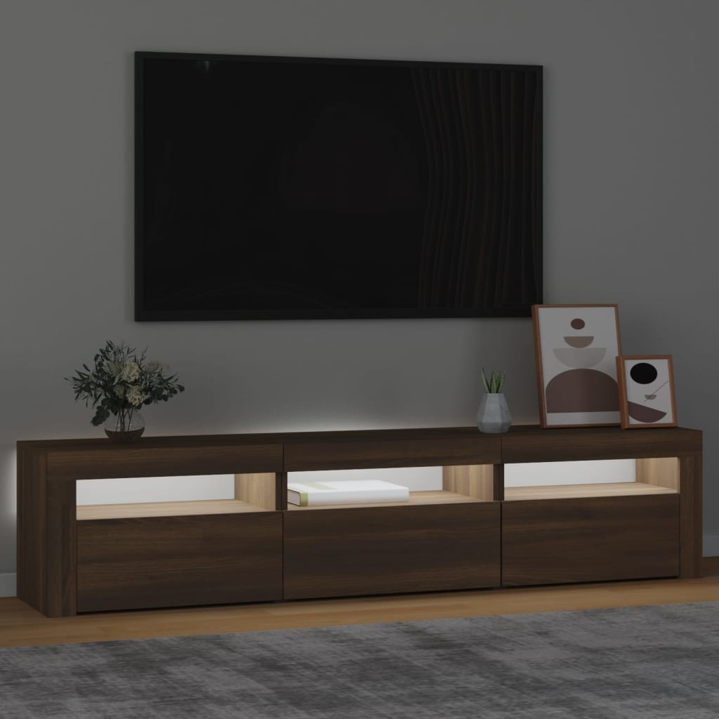 Έπιπλο Τηλεόρασης με LED Καφέ Δρυς 180x35x40 εκ. 3