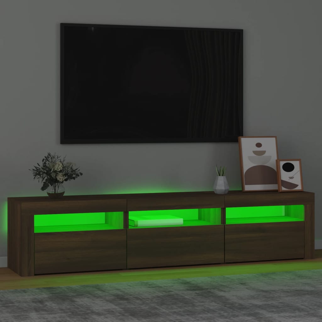 Έπιπλο Τηλεόρασης με LED Καφέ Δρυς 180x35x40 εκ. 4